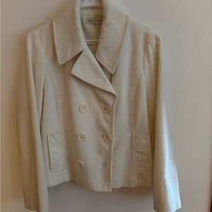 Jones New York Ivory Double-Breasted Pea Coat
